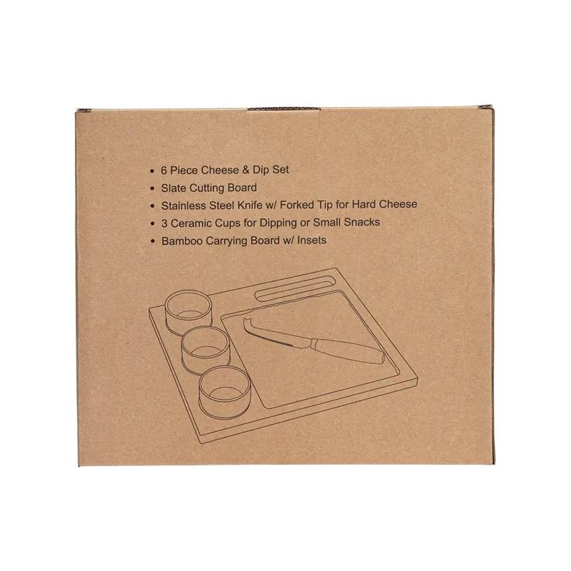 Bamboo Cheese Set with Ceramic Cups - 6 Piece - product view 5