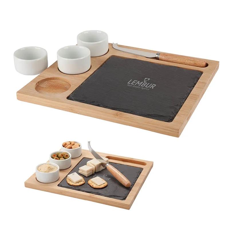 Bamboo Cheese Set with Ceramic Cups - 6 Piece - product view 6