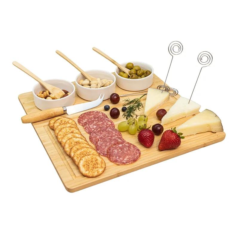 Bamboo Cheese Set with Ceramic Cups - 12 Piece - product view 6