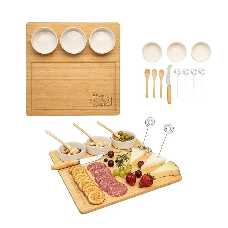Bamboo Cheese Set with Ceramic Cups - 12 Piece - product view 8