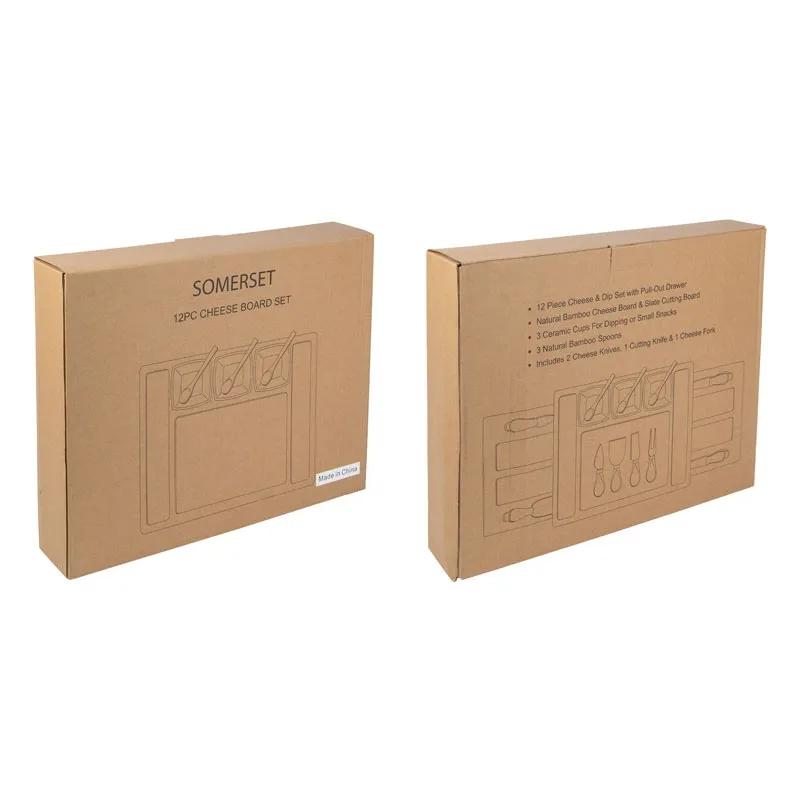 Bamboo Cheese Set with Storage Drawers - 12 Piece - product view 2