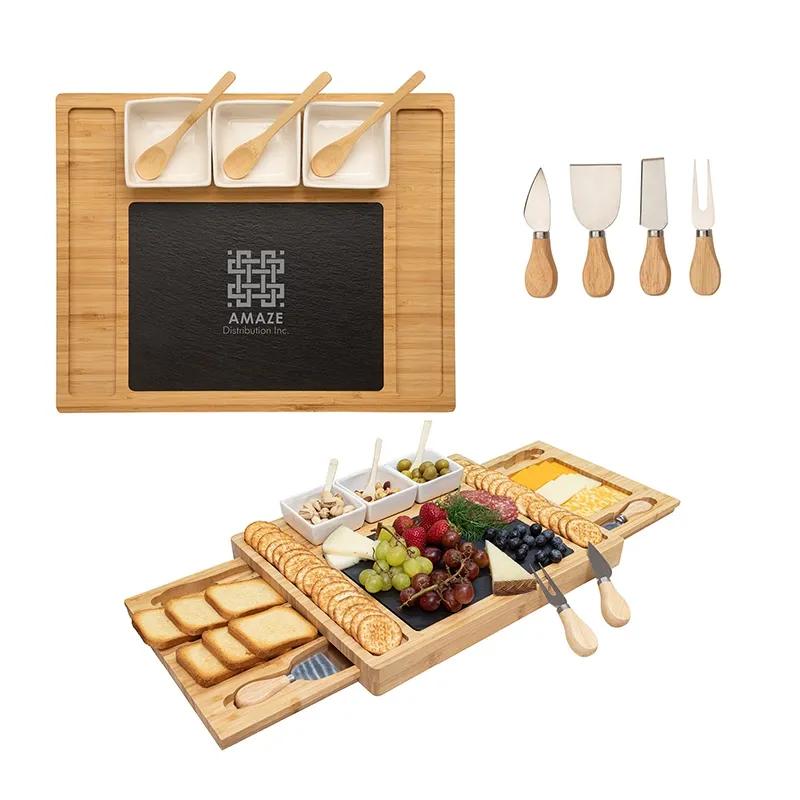 Bamboo Cheese Set with Storage Drawers - 12 Piece - product view 8