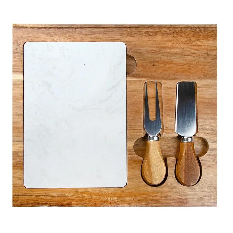 Cheese Board Set Acacia Wood with Marble Serving Tray - 4 Piece - product view 2