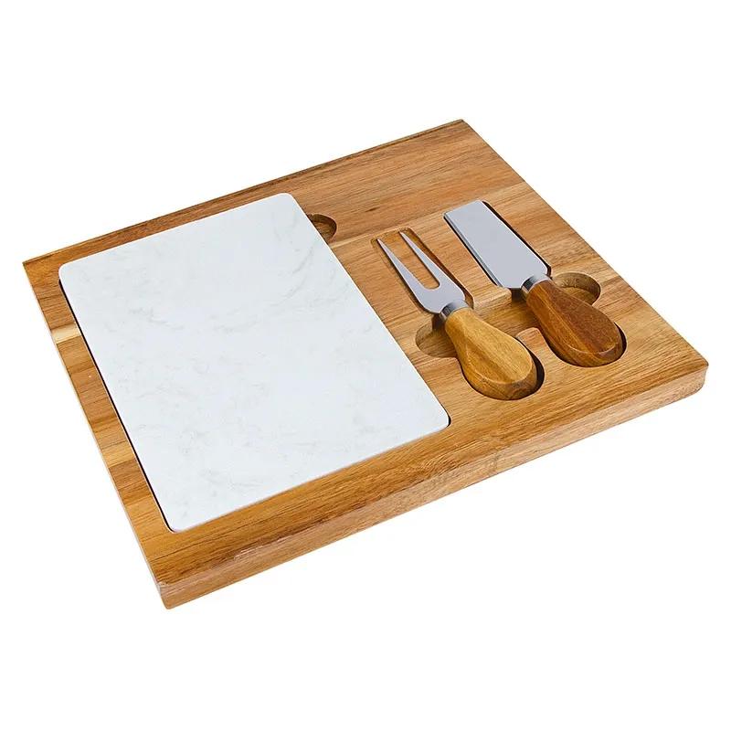 Cheese Board Set Acacia Wood with Marble Serving Tray - 4 Piece - product view 3