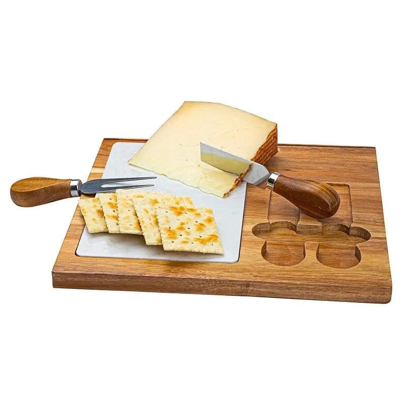 Cheese Board Set Acacia Wood with Marble Serving Tray - 4 Piece - product view 6