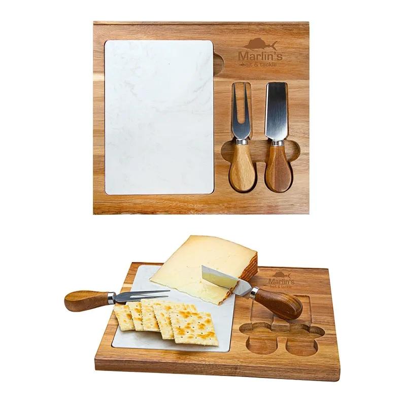 Cheese Board Set Acacia Wood with Marble Serving Tray - 4 Piece - product view 8