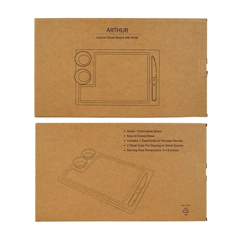 Steak Board Acacia Wood with Steel Cups - 4 Piece - product view 6