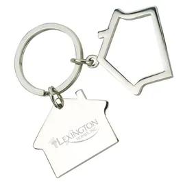 Keychain Metal House Shape Nickel Finish