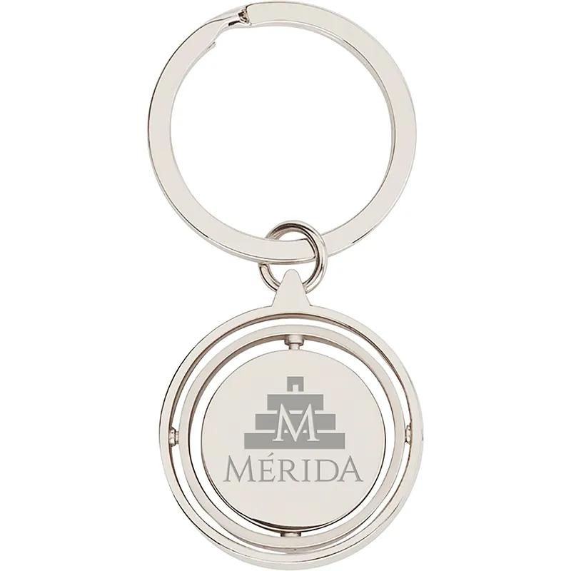 Keychain Metal Spinning Gyro Nickel Finish