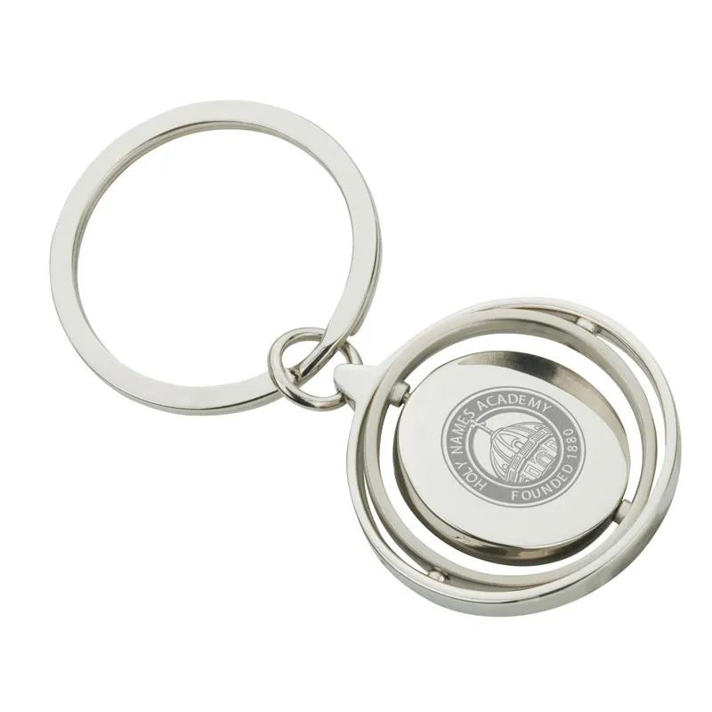 Keychain Metal Spinning Gyro Nickel Finish - product view 2
