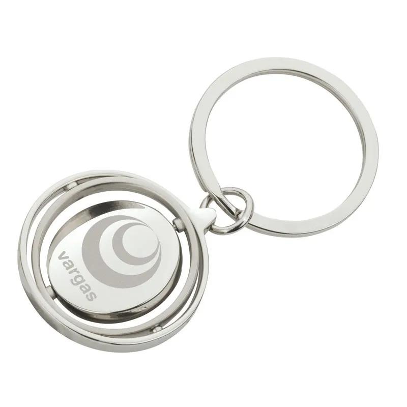 Keychain Metal Spinning Gyro Nickel Finish - product view 3