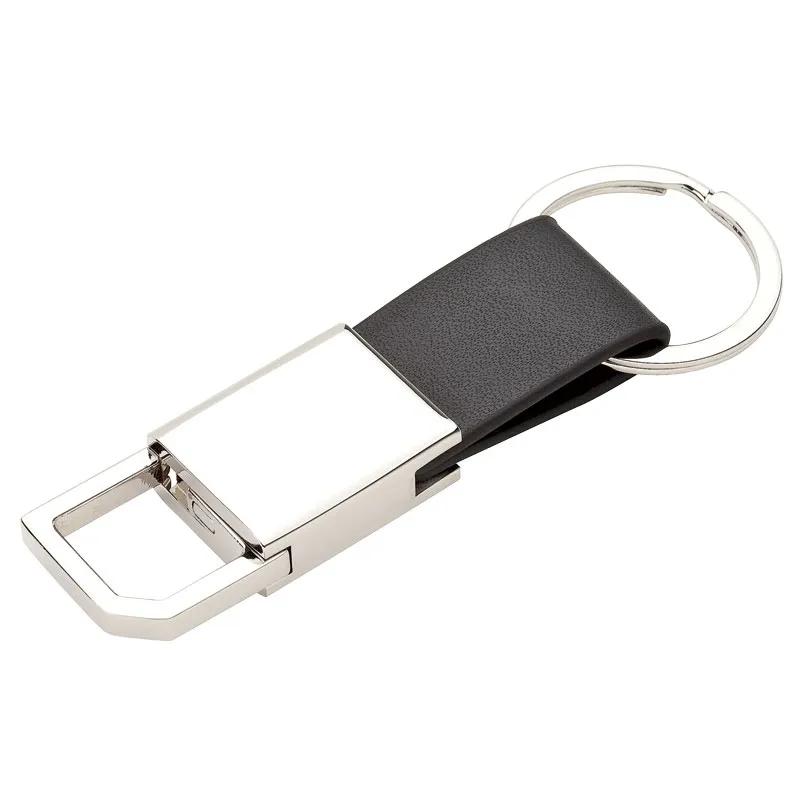 Custom Keychains Black Leatherette Pull-Out - 3 3/4 in - product view 2