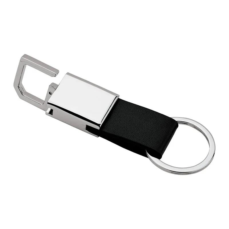 Custom Keychains Black Leatherette Pull-Out - 3 3/4 in - product view 3