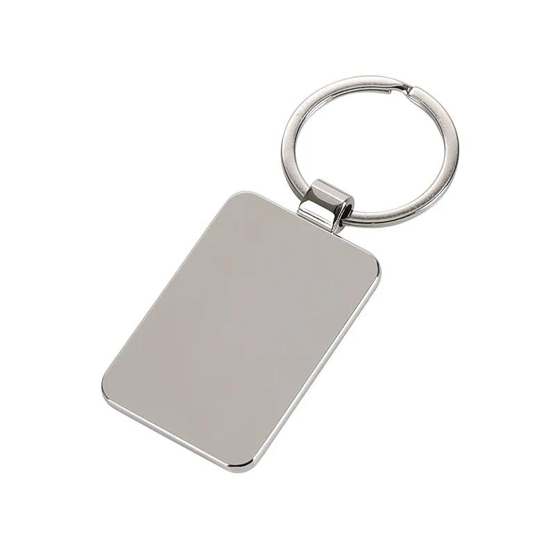 Custom Keychains Chrome Rectangular Leatherette - 3 1/2 in - product view 2