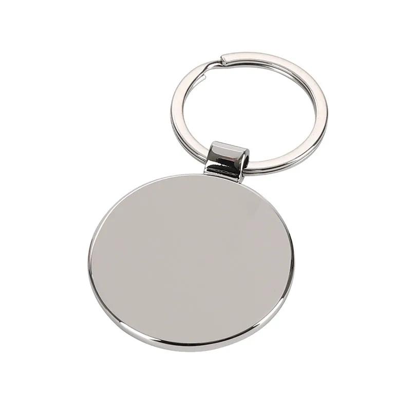 Custom Keychains Chrome Round Leatherette Plate - 3 1/2 in - product view 2