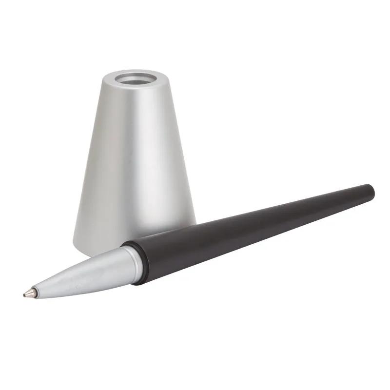 Pen Stand Set Brushed Aluminum with Ballpoint Pen - product view 2