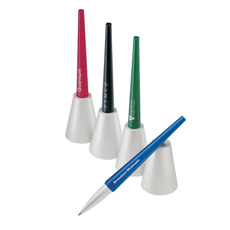 Pen Stand Set Brushed Aluminum with Ballpoint Pen - product view 3