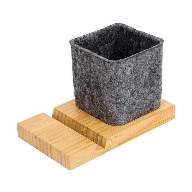 Desk Organizer Bamboo Base with Recycled Felt Cup - product view 2