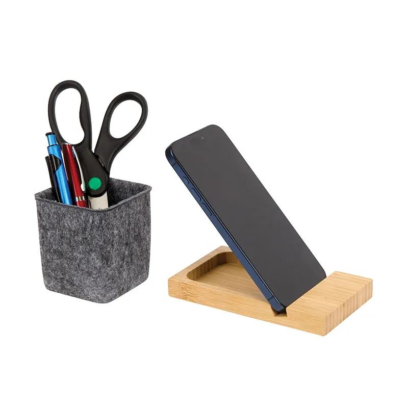 Desk Organizer Bamboo Base with Recycled Felt Cup - product view 4