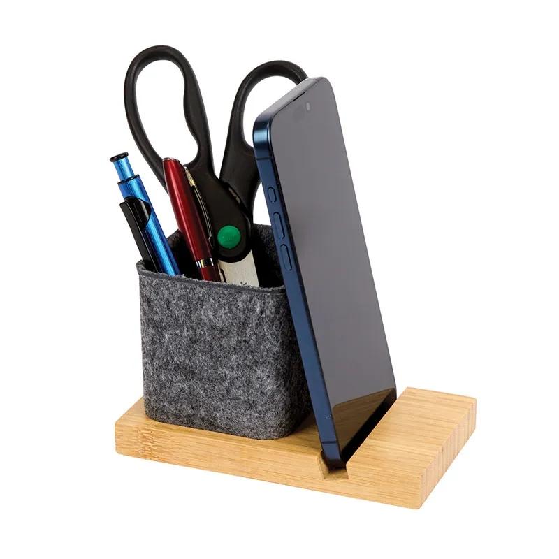 Desk Organizer Bamboo Base with Recycled Felt Cup - product view 5