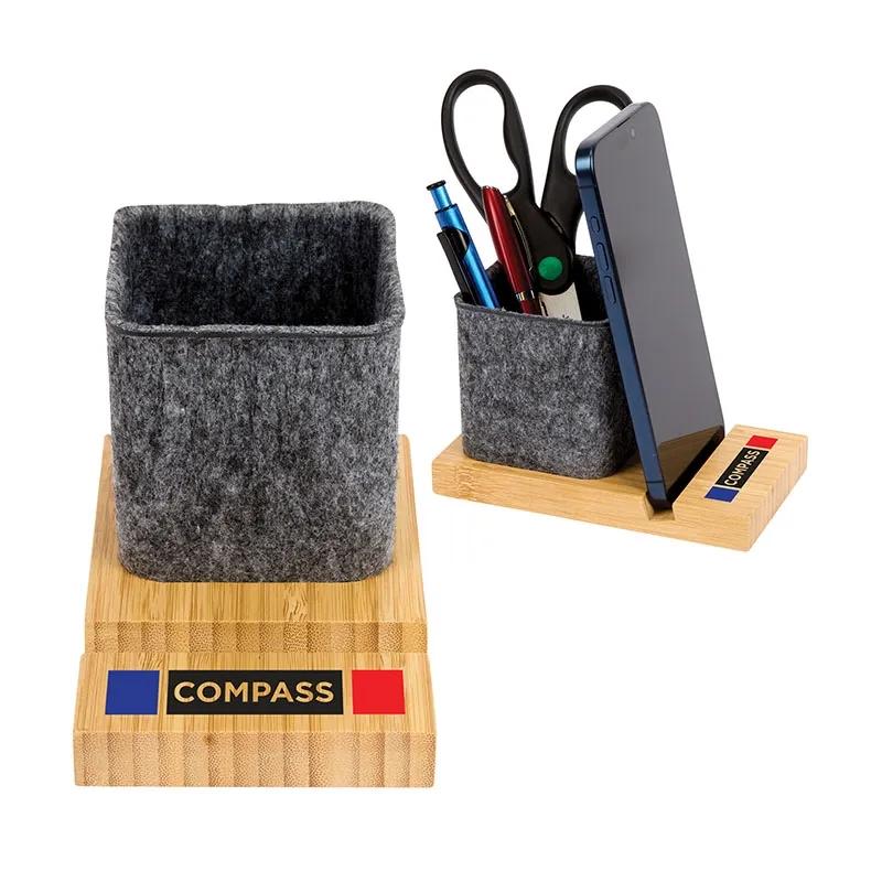 Desk Organizer Bamboo Base with Recycled Felt Cup - product view 7