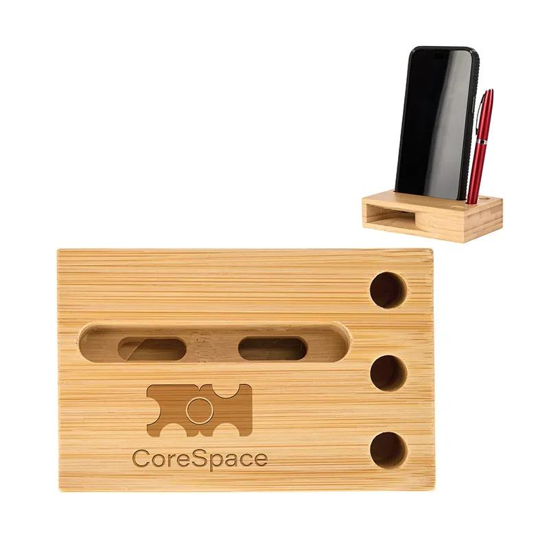 Phone Stand Bamboo Sound Amplifier with Pen Holes - product view 6