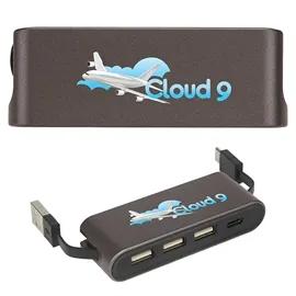 USB Hub 4-Port Type-C with Stow-Away Cables - 3.5 x 1.25 in