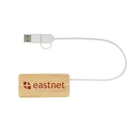 Bamboo USB Hub 3-Port with Type-C Connector - 3.13 x 1.44 in
