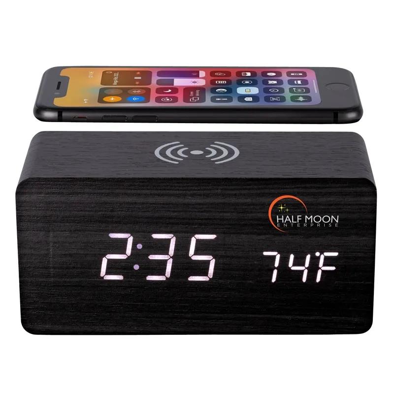 Wireless Charging Speaker Clock Wood 3W - 6 x 2.9 in - product view 4