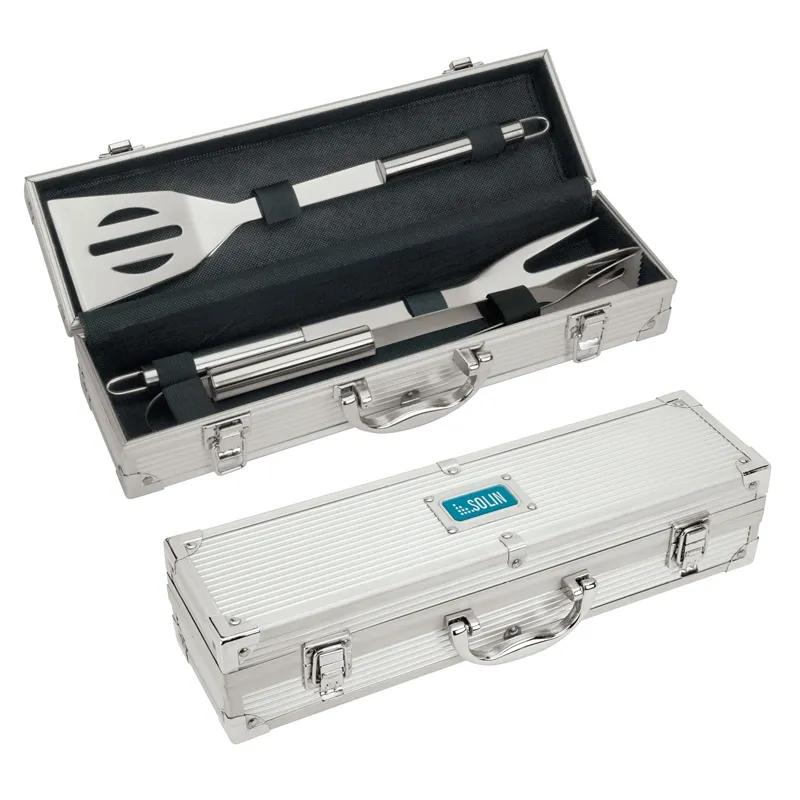 BBQ Tool Set with Steel Tongs Fork and Spatula - 3 Piece - product view 3