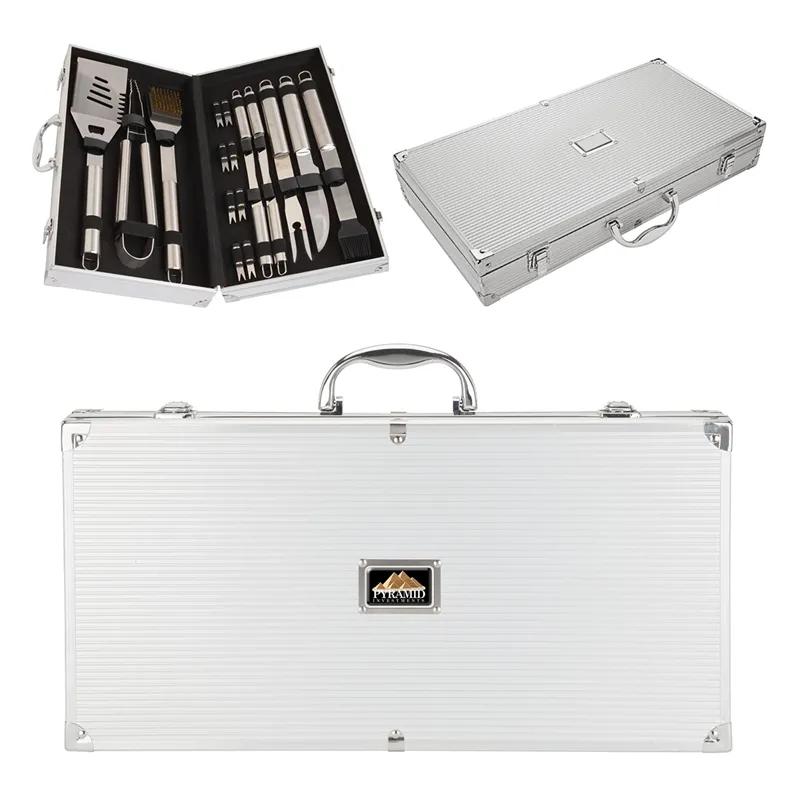 BBQ Tool Set with Steel Tools and Metal Case - 18 Piece - product view 3