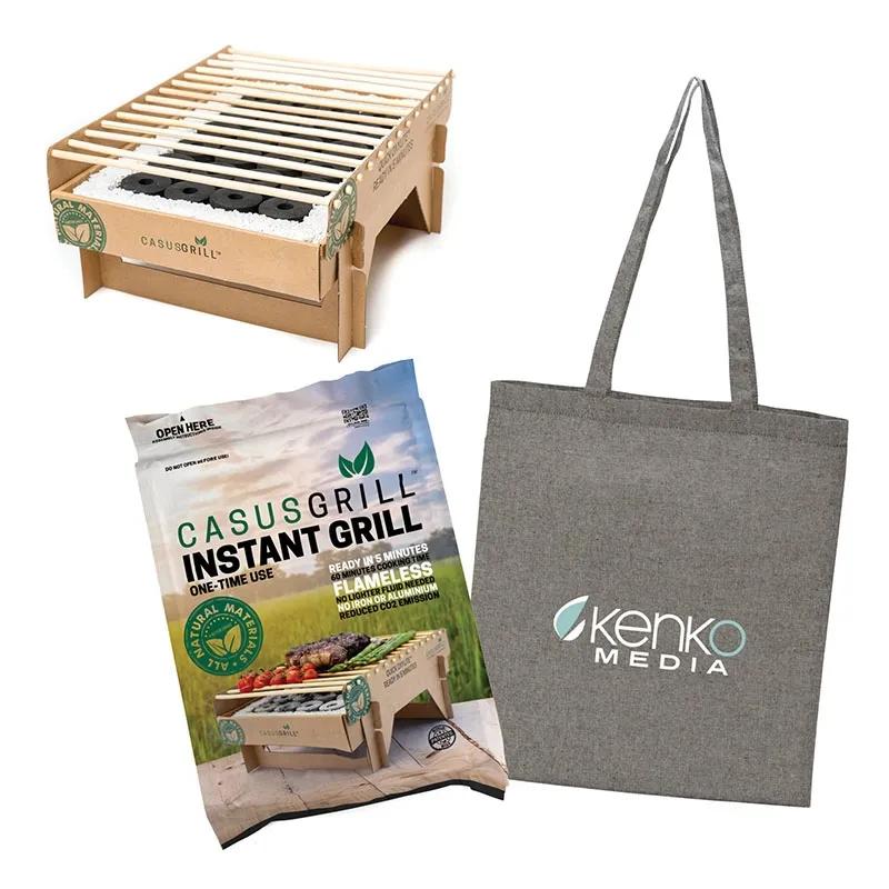 Biodegradable BBQ Grill with Bamboo and Cotton Tote Bag - product view 6