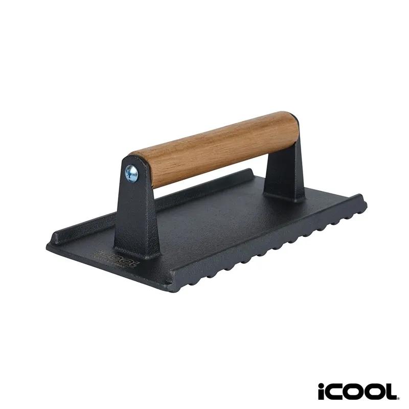 Cast Iron Meat Press Rectangular Acacia Handle - product view 3