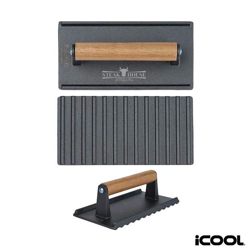 Cast Iron Meat Press Rectangular Acacia Handle - product view 6