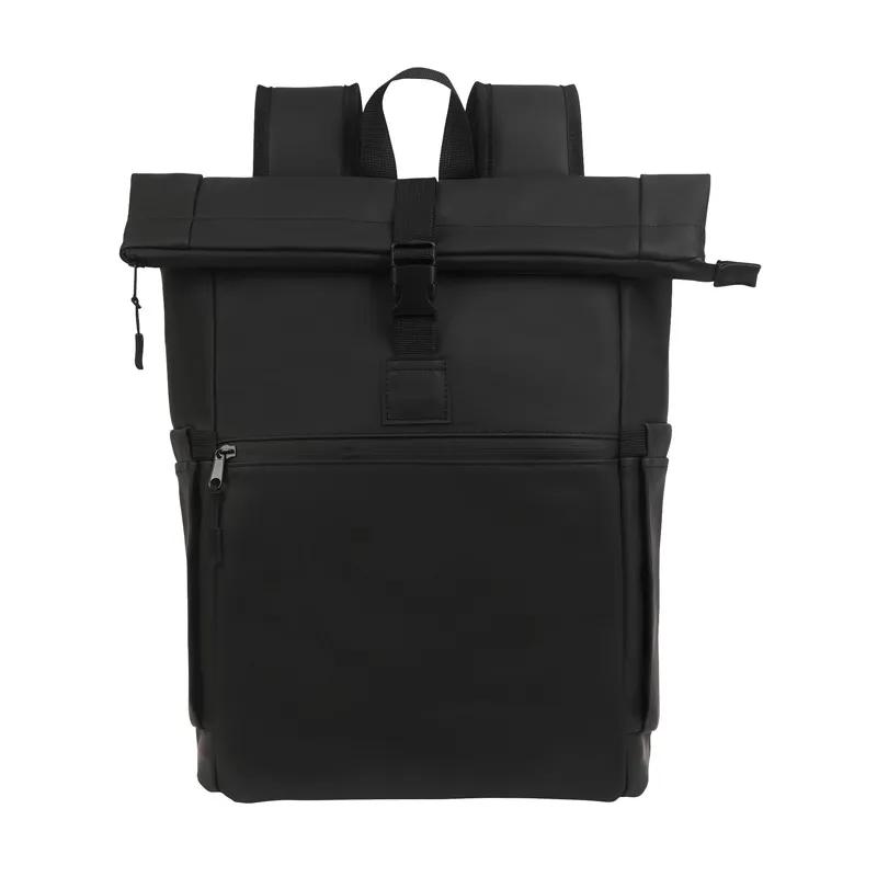 Laptop Backpack PU Vegan Leather Roll-Top - 11.5 x 17 in - product view 2