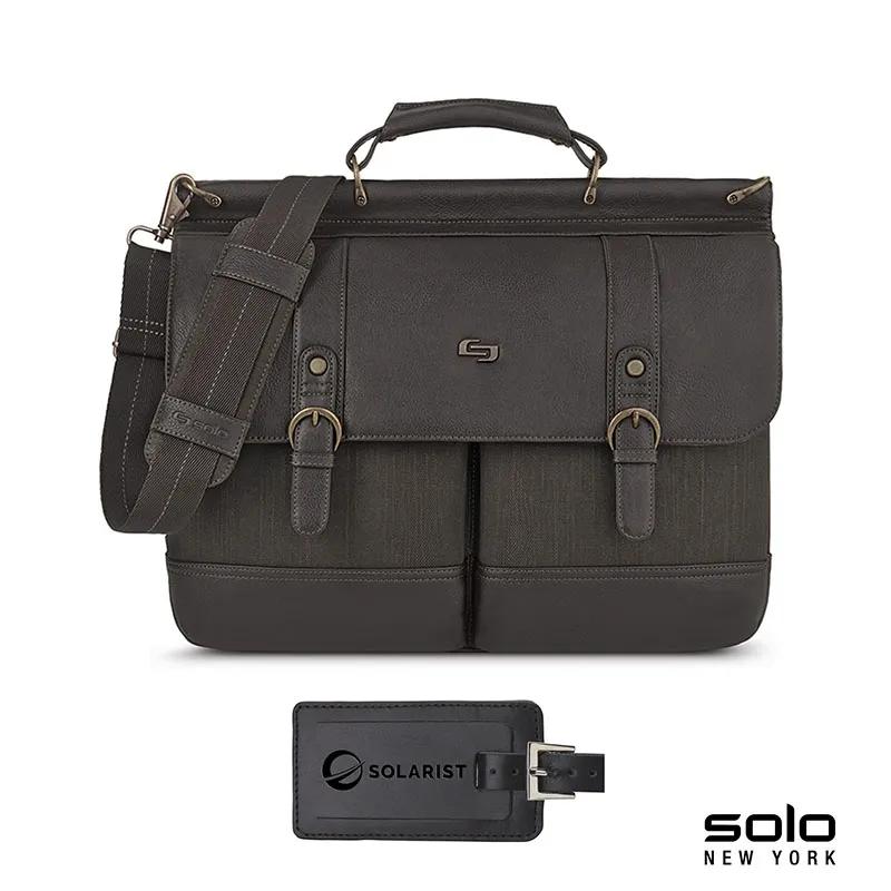 Solo New York Thompson Briefcase Canvas Leatherette - 16 1/4 x 12 in