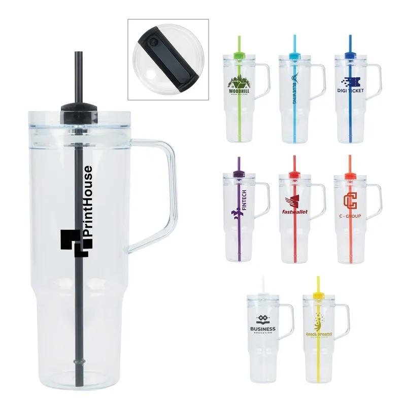 Travel Mug Clear AS Plastic Single Wall Straw - 40 oz - product view 7