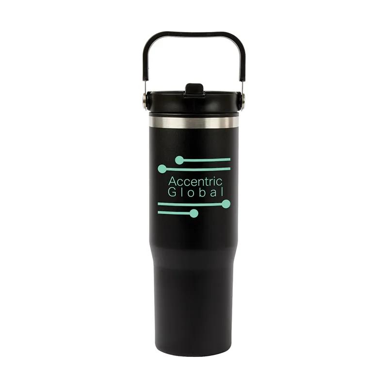 Insulated Water Bottle Steel with Flip Straw - 30 oz