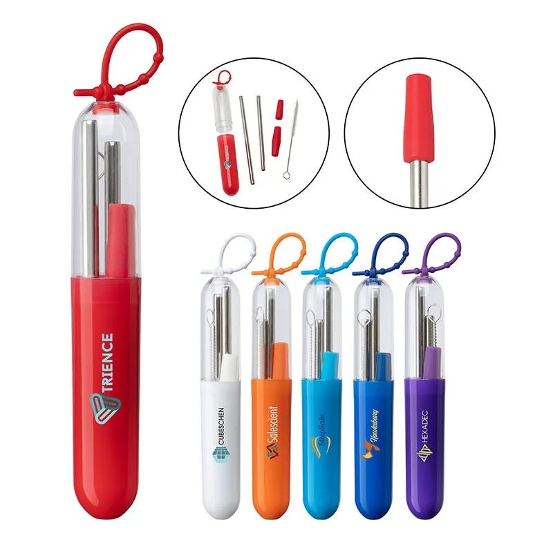 Stainless Steel Straw Set with Cylinder Case - 5 Piece - product view 3