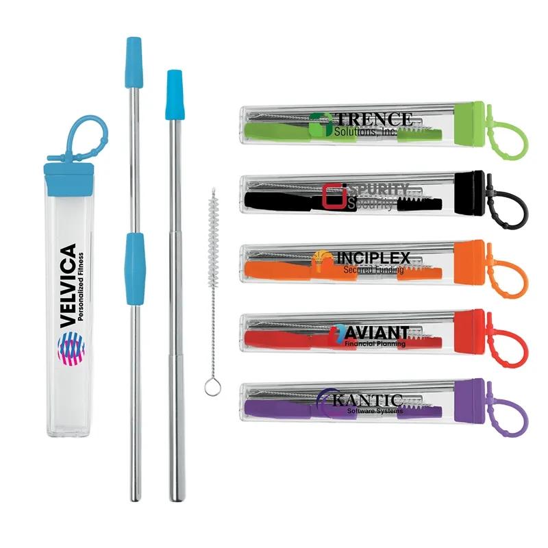 Stainless Steel Straw Set with Telescopic Straw - 7 Piece - product view 3