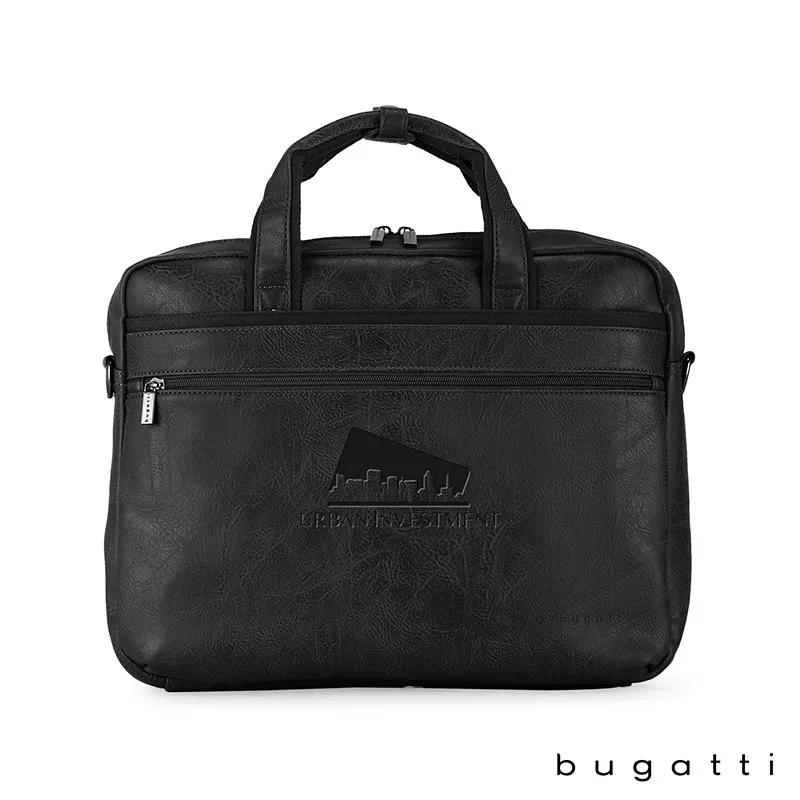Briefcase Vegan Leather Cotton Canvas Trim - 15.75 x 12 x 2.75 in