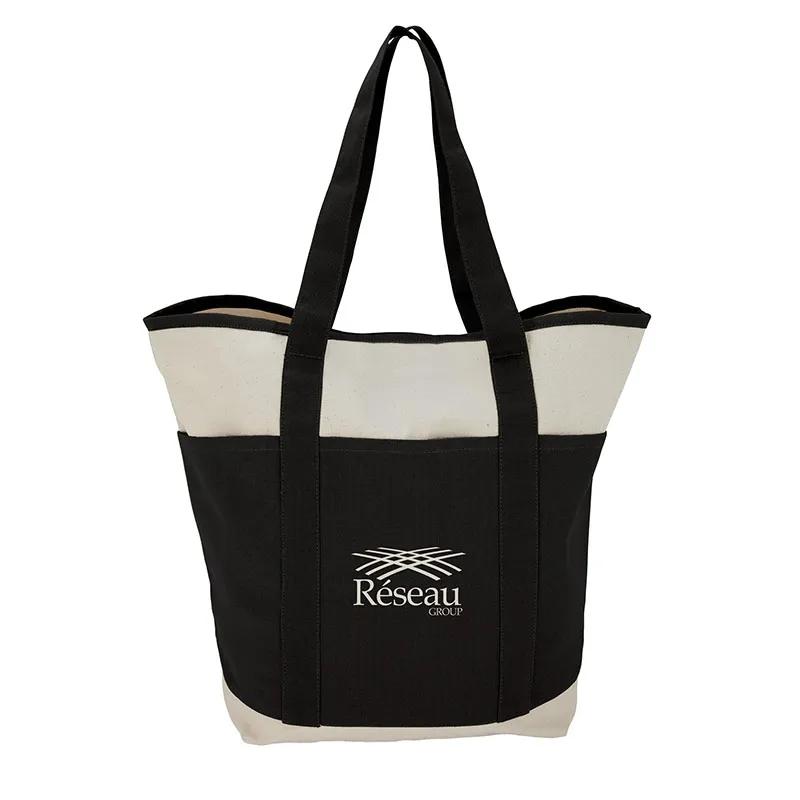 Custom Tote Bag Canvas Multi-Pocket Zippered Pouch - 11 x 15 in