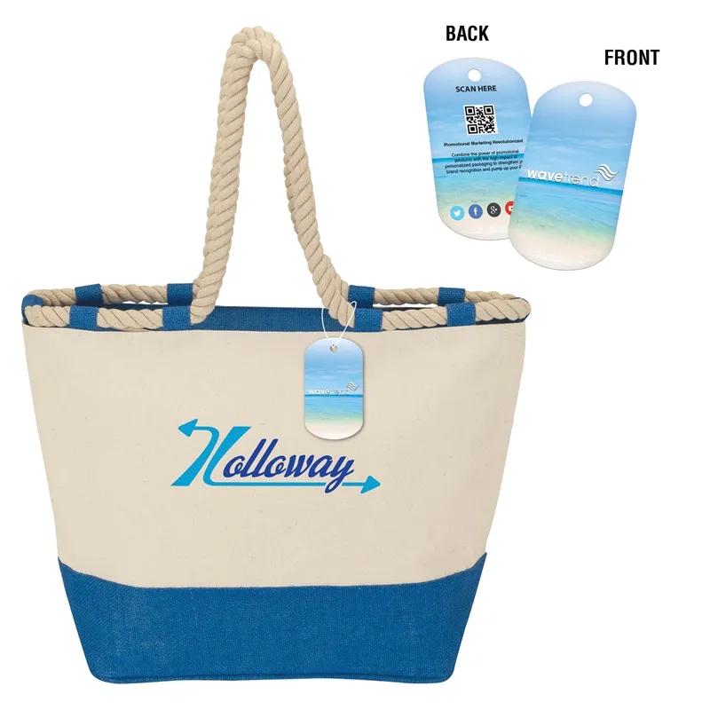 Custom Tote Bag Canvas Jute Trim Nautical Handles - 13.5 x 13.5 in - product view 4