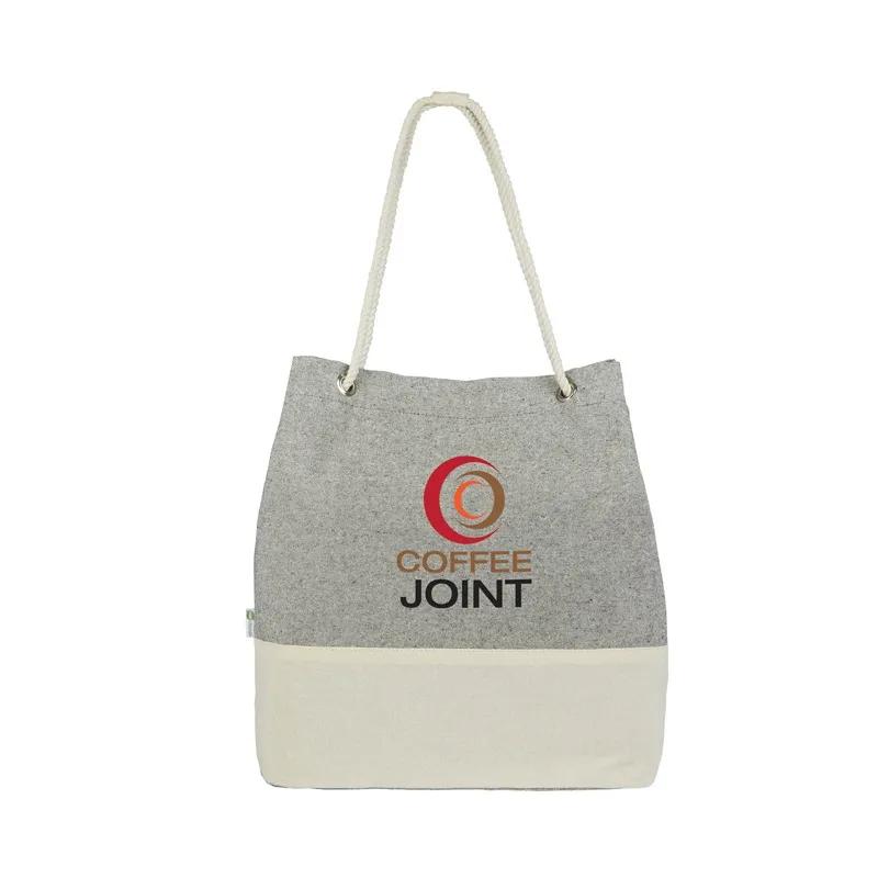 Custom Tote Bag Recycled Cotton Melange Snap Button - 14.5 x 15.5 in