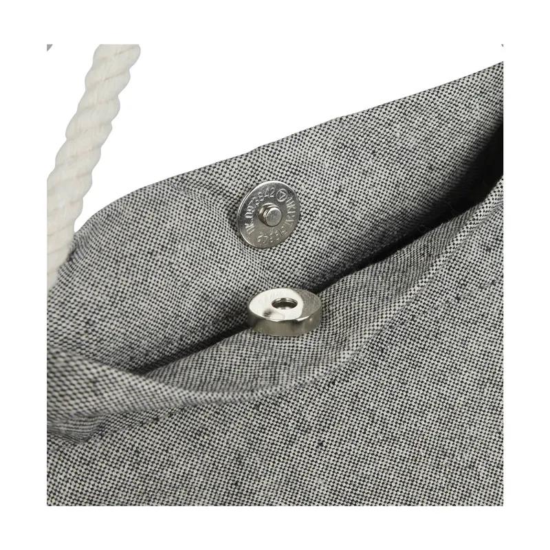 Custom Tote Bag Recycled Cotton Melange Snap Button - 14.5 x 15.5 in - product view 4