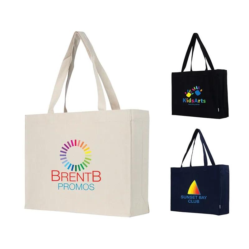 Custom Tote Bag Recycled Cotton Shopper Wide Gusset - 19.5 x 14.5 in - product view 3