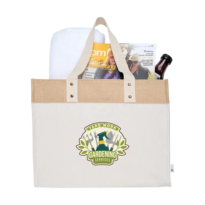 Custom Tote Bag Canvas Jute Trim Interior Organizer - 15.8 x 12.5 in - product view 4