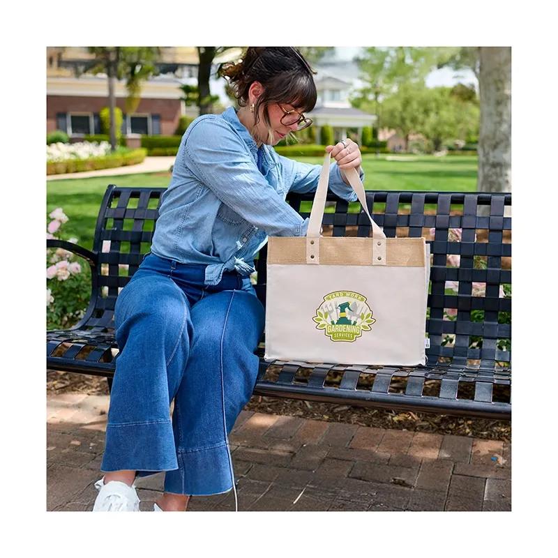 Custom Tote Bag Canvas Jute Trim Interior Organizer - 15.8 x 12.5 in - product view 8