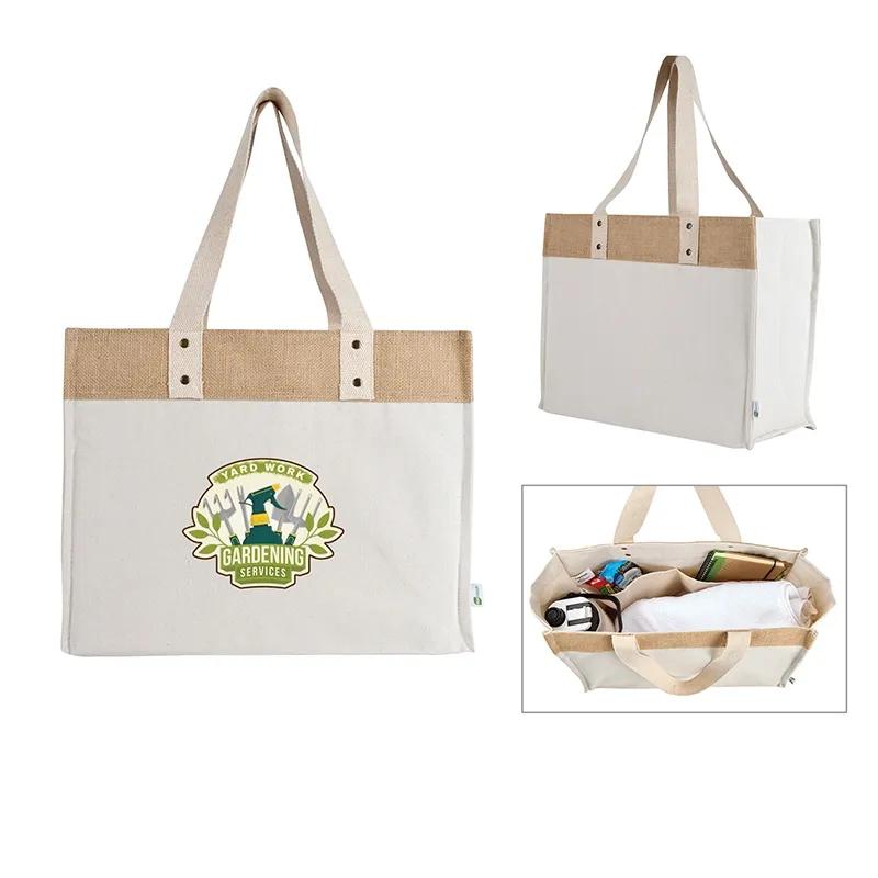 Custom Tote Bag Canvas Jute Trim Interior Organizer - 15.8 x 12.5 in - product view 9