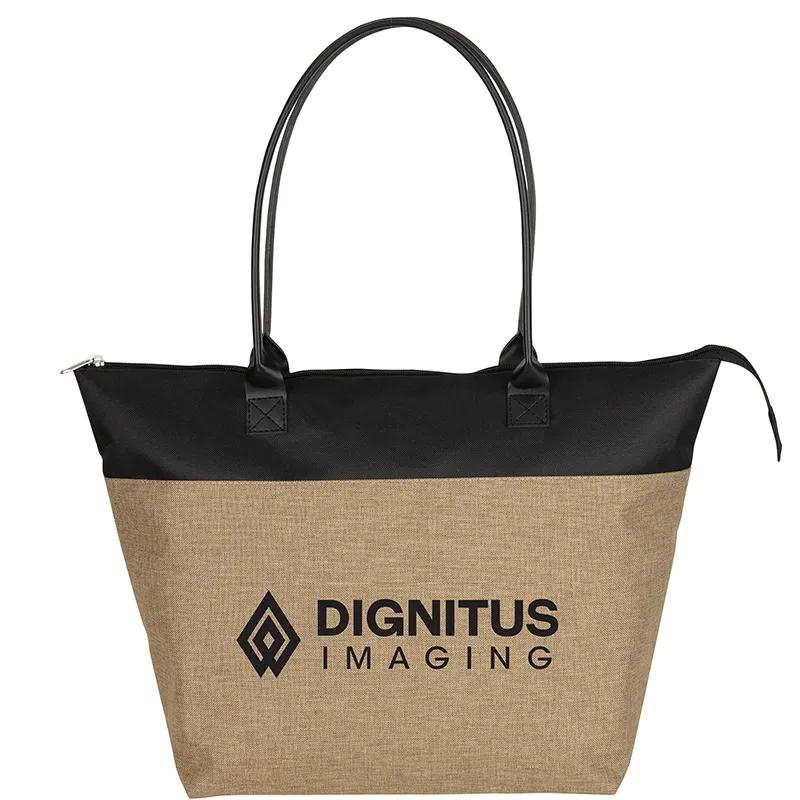 Custom Tote Bag Two-Tone 600D Polyester - 12.5 x 13 in
